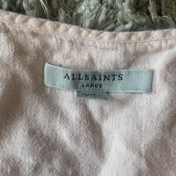 ALL SAINTS Crossover High Lo Flowy Blouse Blush Pink - Picture 15 of 16